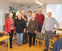 Fra venstre: Kari, Åse, Jan Verner, Kari, Ingrid, Thorbjørn og Svein. (Eva var ikke tilstede når bildet ble tatt)